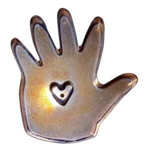 Michael Bonne Copper Cookie Cutter Heart In Hand 4.5x4.5 With Mini Heart w Mark